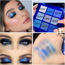 Blue Eyeshadow Palette, Glitter Eye shadow Makeup,Navy Blue Eyeshadow Shiny Sparkle Shimmer Waterproof Pallete,Royal Blue Glitter Eye Eyeshadow Make Up (Blue)