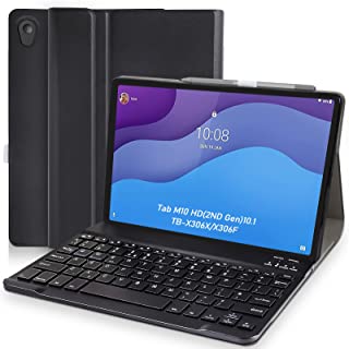 Lenovo Tab M10 HD (2nd Gen) Keyboard Case (UK Layout) - Detachable Wireless Keyboard with Pencil Holder Slim Folio Case for Lenovo Smart Tab M10 HD 10.1(TB-X306X/X306F) 2020, Black