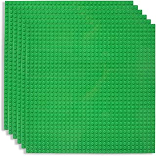 Lekebaby Building Board Base Plates 10"x10" Large Baseplates 100% Compatible with All Major Brands, 6 Pack, Green