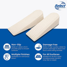 Select Hardware Door Stop, Wedge, Anti Slip Door Holder, Rubber, Cream(Almond), (Pack of 2)