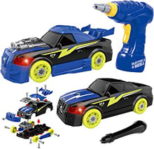 GILOBABY Kids Take Apart Toys Racing Car, 2 IN 1 Construction Tool Build Your Own Car Toy with Light & Sound, 26Pcs Preschool Toy with Electric Drill, 3D Car Toy for Girls Boys, Toys for Gift Age 3-6