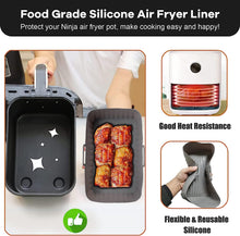 2 Pcs Silicone Air Fryer Liner for Ninja AF400UK AF300UK, Air Fryer Accessories for Ninja Dual Air Fryer, Reusable Airfryer Liners for Tower Instant Vortex Salter MONCOOK Devology EMtronics