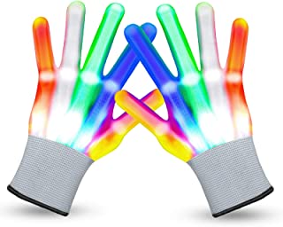 LUOWAN Flashing LED Gloves Halloween Christmas Stocking Stuffers Cool Toys for 3-15 Year Old Boys Gifts for Girls Boy Light Up Gloves Glowing Costume Clubbing Party Favors