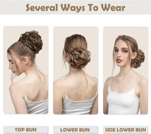 Messy Buns Hair Piece, Scrunchies Synthetic Wavy Curly Chignon Ponytail Hair Extensions Thick Updo Hair Pieces for Women Girls -Light Brown