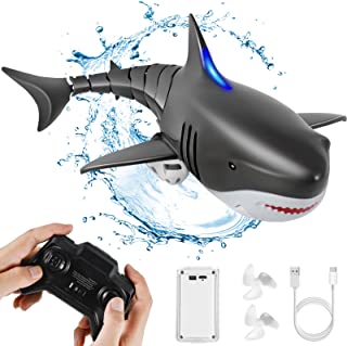 Kiztoys&1 Remote Control Shark Toy Scale High Simulation Shark Shark for Swimming Pool Bathroom Great Gift RC Boat Toys for 5+ Year Old Boys and Girls