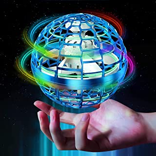 Flying Ball Toy Globe 360°Rotating Hand Controlled Flying Orb Ball Toys Magic Led Lights Controller Mini Drone Flying Toy Boomerang Fly Spinners for Kids Adults Indoor Outdoor (Blue)