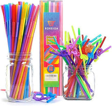 Plastic Straws- 100pcs Straws Drinking Plastic 12.8 Long, Reusable Straw- Flexible, Colourful, BPA-Free Straws for Parties, Camping, Picnic-Great for Cocktails, Soda, Juice.