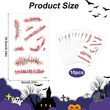 YCYBAB2J 10 Sheets Halloween Temporary Tattoos, Zombie Scar Tattoos, Fake Scars Halloween Costume Makeup for Party Decoration