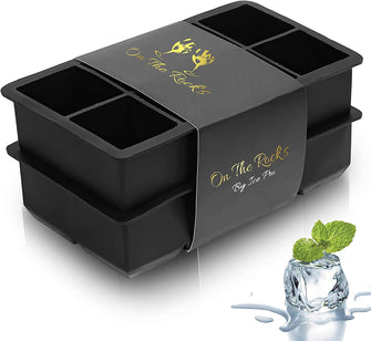 On The Rock's Silicone Ice Tray 2pack-Extra Large ice Cube Trays Silicone Mould-Easy Release Flexible BPA Free Moulds Oversize Design to Melt Slowly Perfect for Whiskey Spirits Cocktails Party Drinks