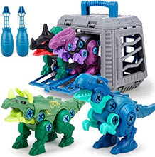 Take Apart Dinosaur Toys for Kids Gifts Birthday Boys Girls for 3 4 5 6 7 8 Year Old, DIY Educational Construction Build Interactive Toys 4 Packs STEM with Cage Drills Soft Arrows