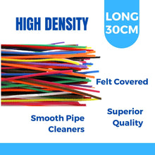 Kids B Crafty 100 Pipe Cleaners, Pipe Cleaners For Craft, Felt Covered, Chenille Craft Pipe Cleaners 30cm X 4mm 10 Assorted Colours, Craft Supplies, Schools