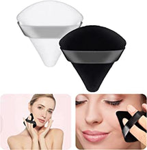 Powder Puff Makeup Puff Triangle Powder Puff Soft Powder Sponge Reusable Makeup Triangle Sponges with Strap （Black and White） (1 black + 1 white) (1 black + 1 white)