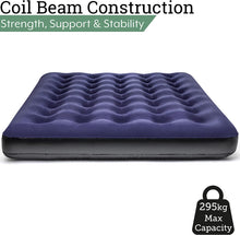 Comfort Quest Double Airbed, Inflatable Guest Air Bed, Blow Up Camping Mattress, Flocked Surface, Coil Beam Construction, L191cm x W137cm x D22cm, Max Weight 295kg