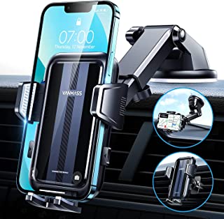 [2022 Ultra Suction] VANMASS Car Phone Holder Dashboard Mount, Rotatable Long Arm Mobile Holder Windscreen Vent Universal Auto Cradle Compatible with iPhone 14 13 Pro Max Samsung S22, Vertical Stripes