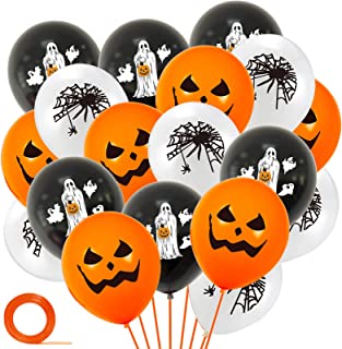 Halloween Balloons 18Pcs Orange Black White Latex Balloons 3 Styles Halloween Pumpkin and Ghost Balloon 12 Inches Party Decoration Supplies