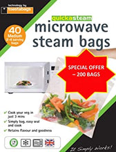 200 x Medium quickasteam Microwave steam Cooking Bags - Super Value