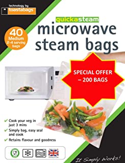 200 x Medium quickasteam Microwave steam Cooking Bags - Super Value