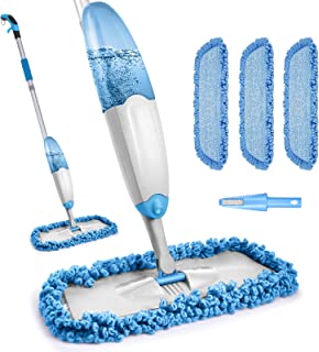 Spray Mop for Floor Cleaning, Domi-patrol Microfibre Floor Mop with Spray Dust Mop with 3 Reusable Mop Pads & 635ML Refillable Bottle, Dry Wet Mop for Hardwood Laminate Vinyl Tile Floors, Blue