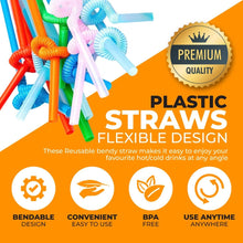 Plastic Straws- 100pcs Straws Drinking Plastic 12.8 Long, Reusable Straw- Flexible, Colourful, BPA-Free Straws for Parties, Camping, Picnic-Great for Cocktails, Soda, Juice.