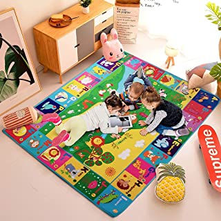 beetoy Baby Play Floor Mat Crawling Mat Soft Super Thick Activity Mat for Toddlers Non-Slip Plush Surface Foldable Non-Toxic Alphabet Game Mat Floor Rug Baby Sensory Learning Gift Toy 148*108cm