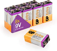 Batteries 9 Volt (9V) Pack of 8 PP3 - MN1604 – 6LR61 – 6LF22 by GP Batteries 9V Extra Alkaline Batteries ideal for: Toys/Remote controls/Radio’s/Smoke Detectors