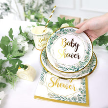 Sage Green Neutral Baby Shower Plates Set for 25 Guests, 125 Pieces of Paper Plates Cups Napkins Straws Tableware Set for Baby Shower Birthday Hen Party Bridal Shower Jungle Theme Party Decorations