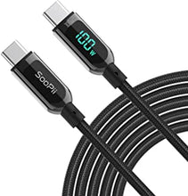 SooPii 100W USB C to USB C Cable,Nylon Braided Type-C Cable,PD Fast Charging Cable with LED Display for lPad Air/lPad Pro, MacBook Pro, Samsung Galaxy S21/S10/S9/Plus（1.2M Black)