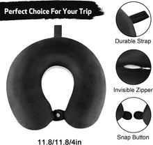 Jmbabe Travel Pillow - Memory Foam Neck Pillow Support Pillow,Luxury Compact & Lightweight Quick Pack for Camping,Washable Neck Support Pillow, Ear Plugs, Eye Mask & Carry Bag