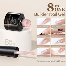 Modelones Builder Nail Gel 6 Colors, 8-in-1 Set for Nails, Hard Strengthener Extension Color Base Rhinestone False Tips Glue in a Bottle, Gifts Women