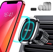 Car Phone Holder Magnetic, Blukar Magnetic Air Vent Car Phone Mount with 6 X N52 Strongest Magnet, [2022 Upgrade Hook Design] 360° Rotation Mobile Phone Holder for 4 to 7 Phones - Cable Clip Included