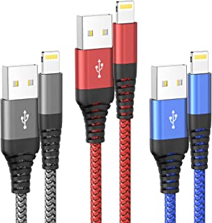 iPhone Charger Cable, Lightning Cable 3Pack 6FT/1.8M iPhone Charger Braided Long iPhone Charger Lead USB Fast Charging Cable Compatible with iPhone 11/Pro/Xs Max/X/8/7/Plus/6S/6/SE/5S iPad and More