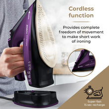 Tower T22008 CeraGlide Cordless Steam Iron with Ceramic Soleplate and Variable Steam Function, Purple