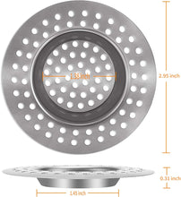 (Set of 2) Stainless Steel Kitchen Sink Strainer Plug, Standard Strainer Drain Protector for Bathroom/Kitchen, Hair Catcher for Bathtub/Shower 3 inches 7.5 cm by Tomario(Model-2)