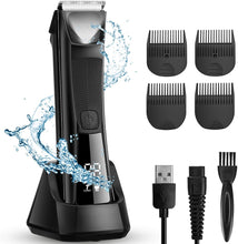 Ball Trimmer Men, Body Hair Trimmer Men Electric Body Groomer IPX7 Waterproof w/Light & Ceramic Blade, for Private Parts & Groin Hair, with USB Recharge Dock