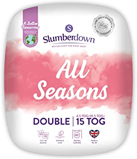 Slumberdown All Seasons 15 Tog (4.5 Tog + 10.5 Tog) Double Bed 3 in 1 Combination All Seasons Double Bed Duvet