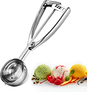 Bixel Ice Cream Scoops with Easy Trigger - Large Sized (6.3cm) 304 Stainless Steel Cookie Scoop for Meatballs, Mellon Balls, Mashed Potatoes and Muffins