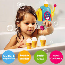 TOMY Toomies Foam Cone Factory Baby Bath Toy  Ice Cream Themed Bubble Making Toy  Kids Water Play Suitable For 18M and 2 3 and 4 Year Old Boys and Girls