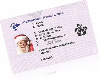 Santa License Santa Claus International Flying License Card Father Eve Gift Licence Style Lost Flying Driving License Xmas Stocking Fillers For Children Kids Christmas Accessories (Pack Of 1)