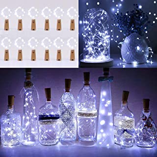 12 Pack Wine Bottle Lights with Cork, 2M 20 LED Battery Operated Copper Wire Bottle Fairy Lights for DIY Party Weddings Christmas Decoration (Cool White)