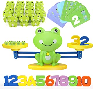 GILOBABY Balance Math Game Toys for Kids Toddlers, Educational STEM Toy 18 Month+, Counting Game Gift Toys for 3-9 Years Old Boys Girls, Children Mathematics Developmental Toy, Frog &Card &Numbers