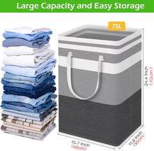 75L Large Laundry Basket Bag-Waterproof, Freestanding Laundry Hamper-Collapsible Tall Laundry Basket with Extended Handles for Clothes Toys in The Dorm and FamilyGradient Grey