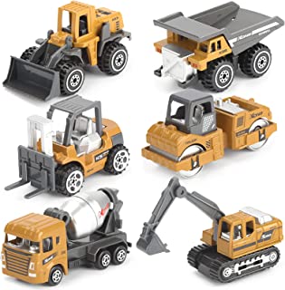 Kid Diecast Metal Cars Engineering Vehicles Set,Construction Toys for Boys 3 Year Olds Sand Pit Play (6pcs Set)