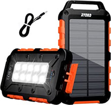 Solar Power Bank 20000mAh, Portable Solar Charger with 2 Outputs and LED Flashlights, High Capacity Waterproof Solar Panel Battery Charger Fast Charging Battery Pack for Smartphones Tablets Outdoors