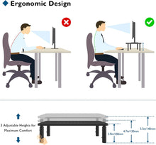 BONTEC Monitor Stand Riser, 3 Height Adjustable Monitor Stand for Desk, Computer Monitor Riser Stand with Mesh Platform for Laptop, Computer, iMac, PC up to 20KG, Cable Ties Included