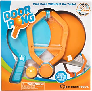 Fat Brain Toys F195 Fat Brain Door, Ping Pong Without Table, Includes Clamp with Tethered Ball and 2 Paddles, Suitable for Kids from 6 Years +, Multicoloured