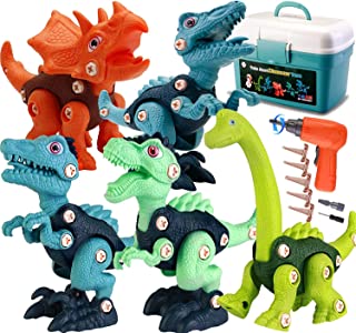 Take Apart Dinosaur Toys for Kids: 5 Dinosaurs with Storage Box Electric Drill, DIY STEM Construction Build Set Educational Interactive Toy Dinosaurs Gifts for Boys Girls Age 3 4 5 6 7 Year Old and Up