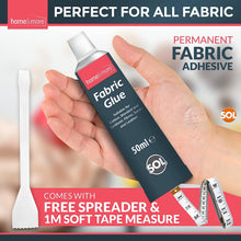 2pk Fabric Glue for Clothes  Includes 2 Fabric Glue Strong, Spreader & 150cm Tape Measure  Extra Strong 50ml Fabric Glue for Crafts, Upholstery, Material, Textile, Felt and Badges