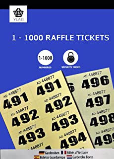 Cloakroom / Raffle Tickets, Numbered 1-1000 with Security Numbering - Choose Your Colour: (Yellow)