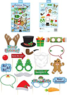 Henbrandt 20PCS Christmas Photo Props Xmas Party Family Christmas Games Accessories Party Decorations