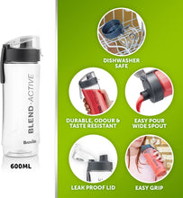 Breville Blend Active Bottle (600ml)  Clear Smoothie Bottle  Leak Proof  Grey Lid [VBL247]